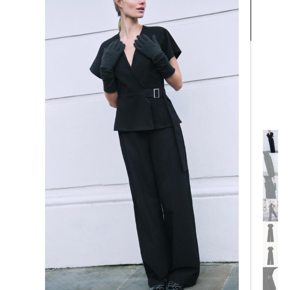 NWT ZARA COMBINATION BUCKLE FULL LENGTH JUMPSUIT BLACK